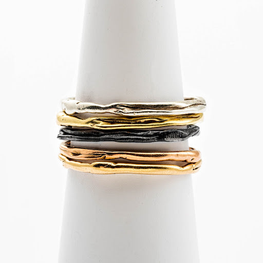 14k Gold and Sterling Silver Smush Stacking Bands