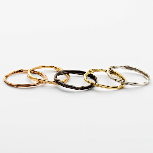 14k Gold and Sterling Silver Smush Stacking Bands