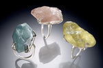 Aquamarine, Citrine and Rose Quartz Rough Stone Rings