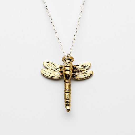 Dragonfly Pendant Necklace in 14k Yellow Gold