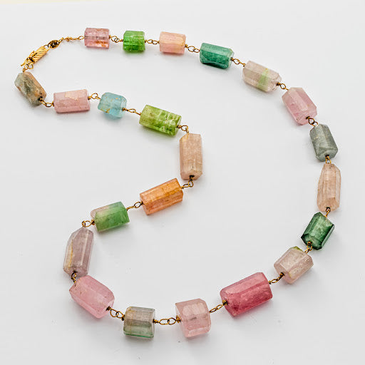 Faceted Barrel Bead Tourmaline Necklace