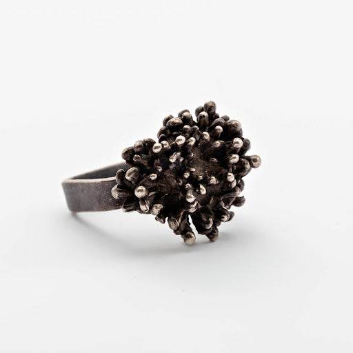 Oxidized Sterling Silver Anemone Ring