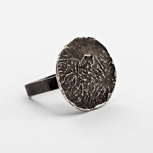 Oxidized Sterling Silver Moonscape Ring