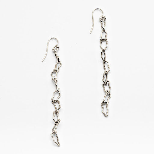 Sterling Silver Skinny Starburst Chain Earrings