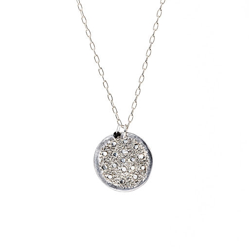 Sterling Silver Dozen Diamond Disc Pendant