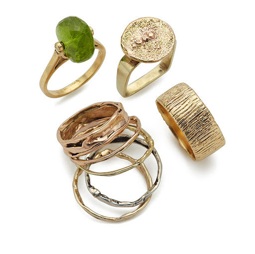 Wide Yellow Gold Smush Band Ring