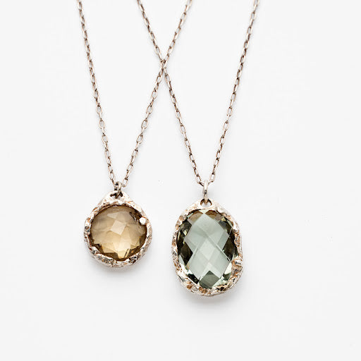 Citrine and Green Amethyst Dewdrop Pendants