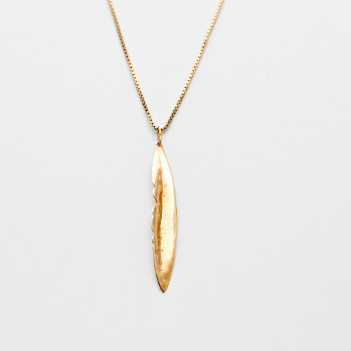 14k Gold Feather Pendant