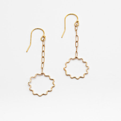 Gold Starburst Chain Dangle Earrings