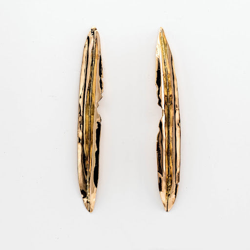 Large Gold Feather Earrings