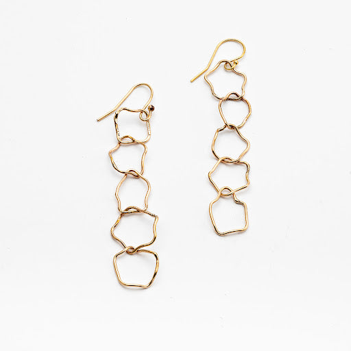 Long Gold Starburst Chain Earrings