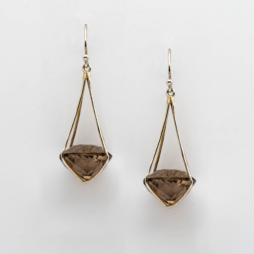 Smoky Quartz Caged Earrings