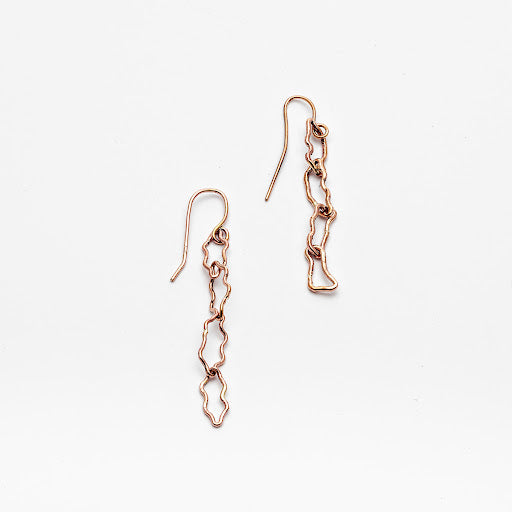 Rose Gold Skinny Starburst Chain Earrings