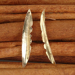 Small 14k Gold Feather Earrings