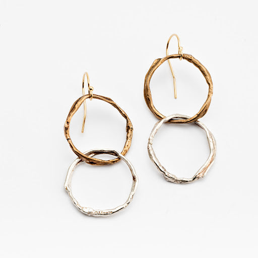 Rose Gold and Sterling Silver Smush Loop Chain Earrings