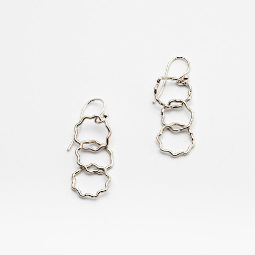 Sterling Silver Starburst Chain Earrings