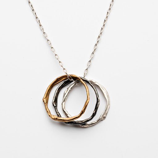 Smush Necklace in 14k Rose Gold, Sterling Silver and Oxidized Sterling Silver